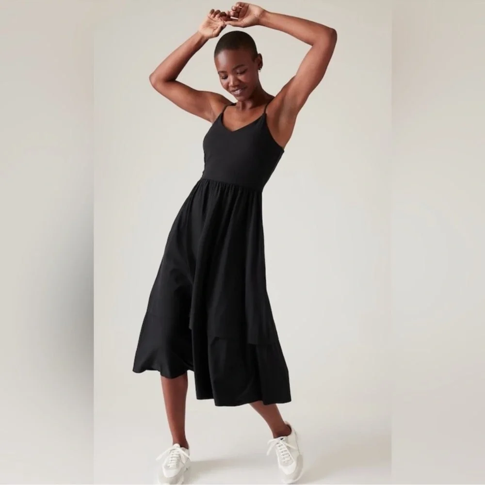 Athleta Elation V-Neck Hybrid Dress Black - Picture 3 of 16